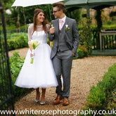 Pin Up Country Style Polka Dots Tea Length Wedding Dress,50s Style Polka Dots Wedding Dress,20082018-Dolly Gown